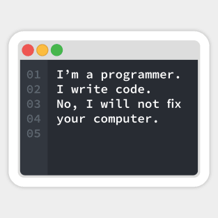 I Am A Programmer Sticker